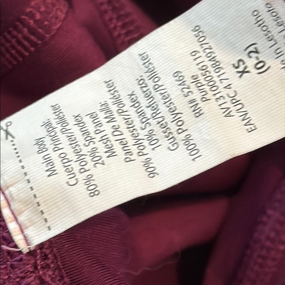 Avia XS (0-2) Purple Maroon High-Waisted Leggings with sheer panel detail - Picture 9 of 11